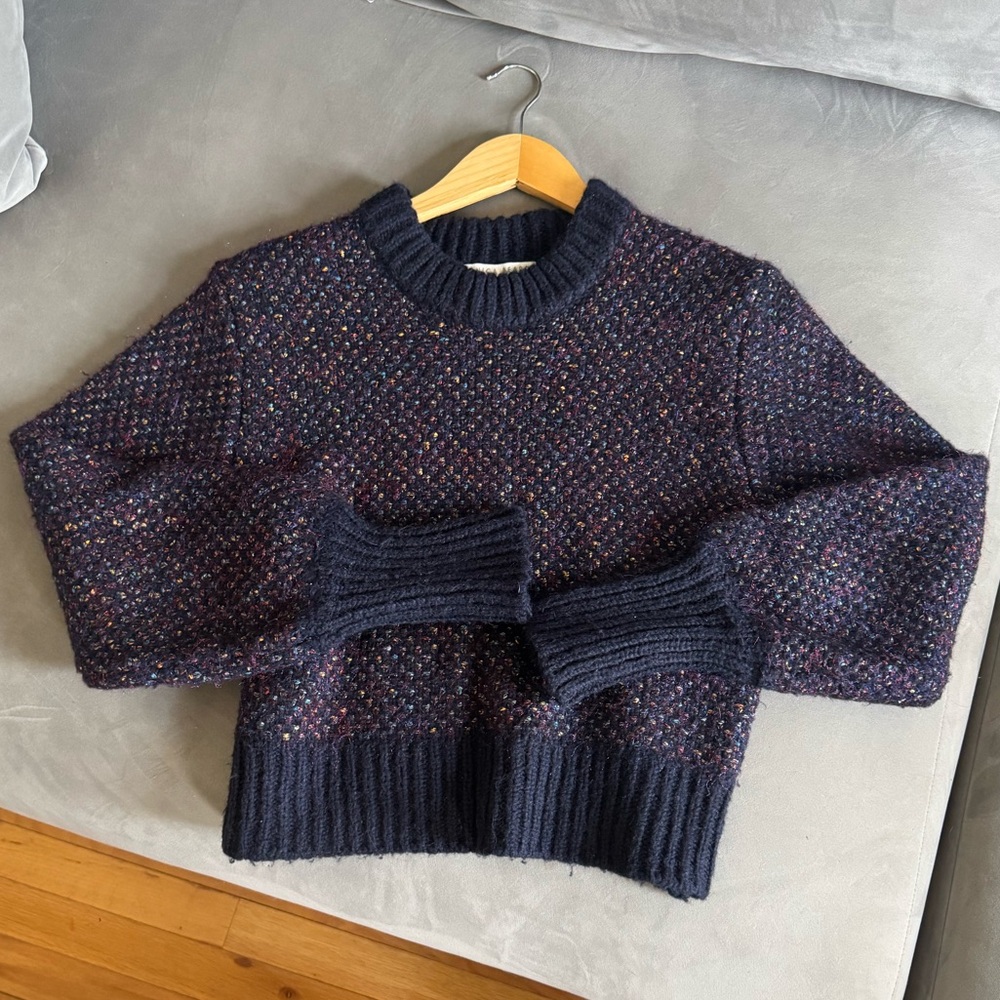 Veronica Beard Blue Crew Neck Sweater Chunky Knit